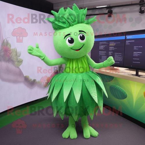 Costume De Mascotte Redbrokoly D'oignon Vert Habillé D'une Robe Mid... on Productcaster.