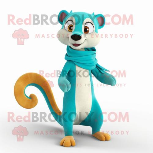 Personnage De Costume De Mascotte Redbrokoly Cyan Weasel Habillé D'... on Productcaster.