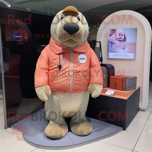 Personnage De Costume De Mascotte Redbrokoly Peach Walrus Habillé D... on Productcaster.