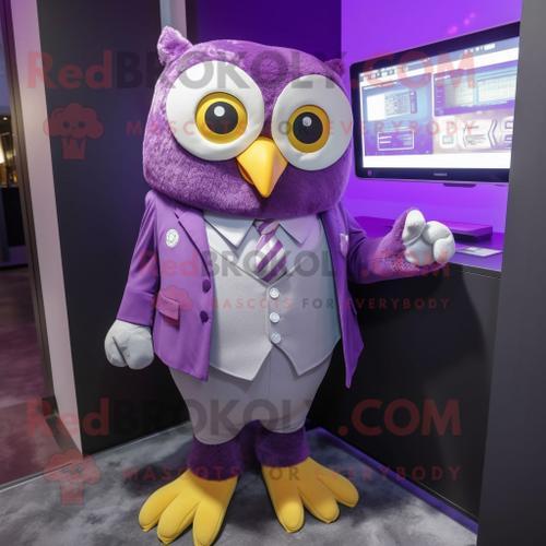 Personnage De Costume De Mascotte Redbrokoly De Hibou Violet Habill... on Productcaster.