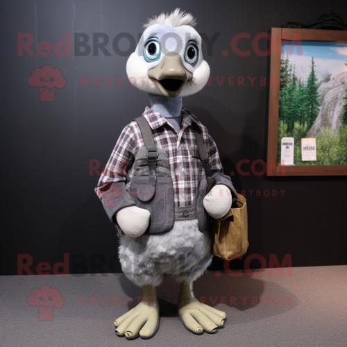 Personnage De Costume De Mascotte Redbrokoly D'oison Gris Habillé D... on Productcaster.