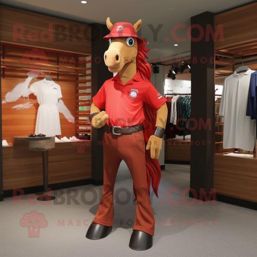 Personnage De Costume De Mascotte Redbrokoly De Jument Rouge Habill... on Productcaster.