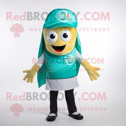 Personnage De Costume De Mascotte Redbrokoly Cyan Tacos Habillé D'u... on Productcaster.