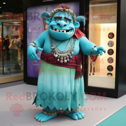 Personnage De Costume De Mascotte Redbrokoly D'ogre Turquoise Habil... on Productcaster.