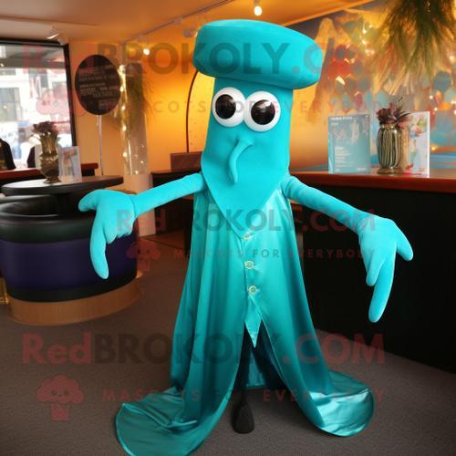 Personnage De Costume De Mascotte Redbrokoly Teal Squid Habillé D'u... on Productcaster.