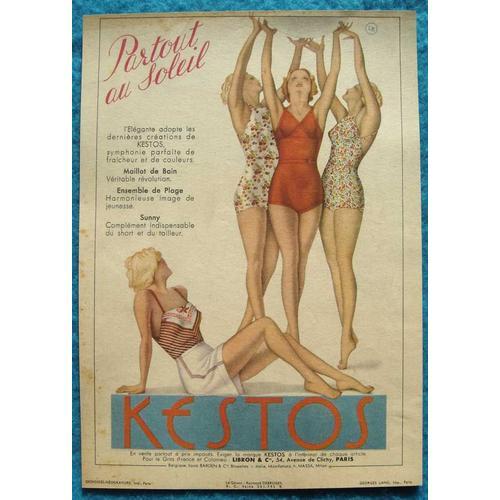 Publicité Papier - Maillot De Bain Kestos De 1937 on Productcaster.