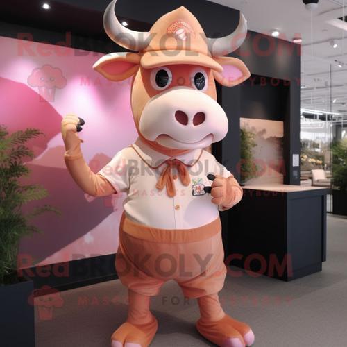 Personnage De Costume De Mascotte Redbrokoly Peach Bull Habillé D'u... on Productcaster.