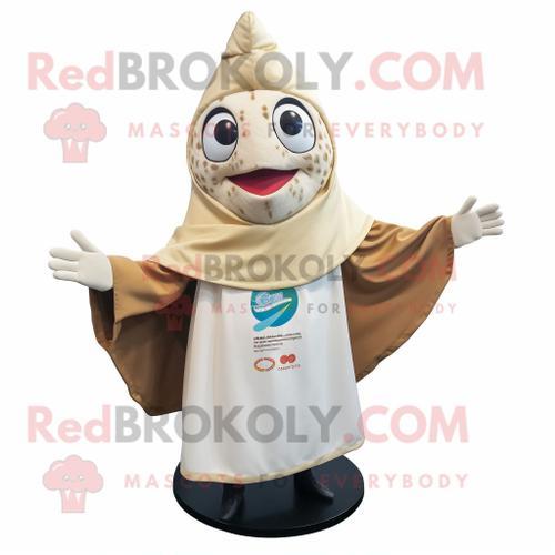 Mascotte Redbrokoly De Personnage De Ceviche Beige Habillé D'une Ve... on Productcaster.