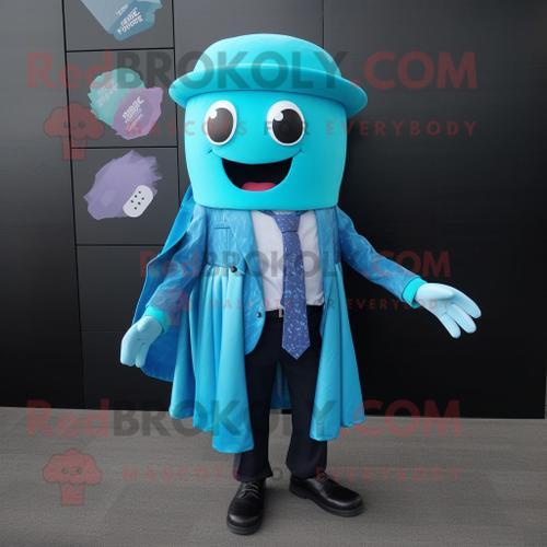 Mascotte Redbrokoly De Personnage De Méduse Turquoise Habillé D'un ... on Productcaster.