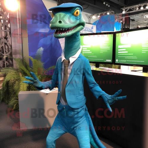 Personnage De Costume De Mascotte Redbrokoly Cyan Coelophysis Habil... on Productcaster.