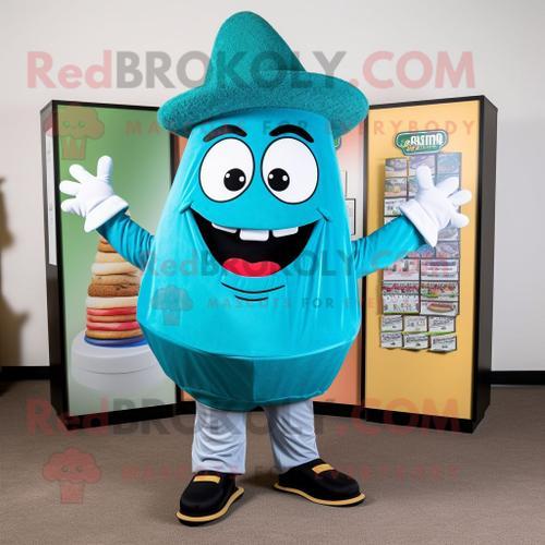 Personnage De Costume De Mascotte Redbrokoly Cyan Tacos Habillé D'u... on Productcaster.