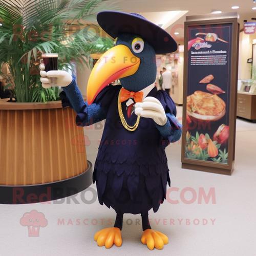 Costume De Mascotte Redbrokoly De Toucan Bleu Marine Habillé D'une ... on Productcaster.