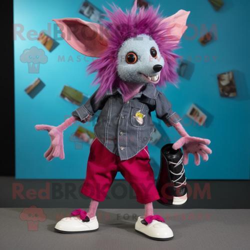 Costume De Mascotte Redbrokoly Magenta Aye-Aye Habillé D'une Chemis... on Productcaster.