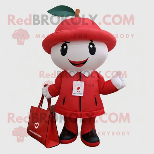 Mascotte Redbrokoly De Personnage De Red Cherry Habillé D'un Mantea... on Productcaster.