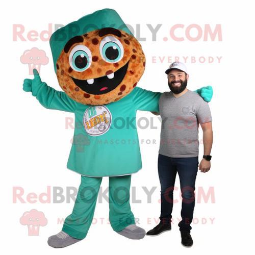 Teal Pizza Slice Personnage De Costume De Mascotte Redbrokoly Habil... on Productcaster.