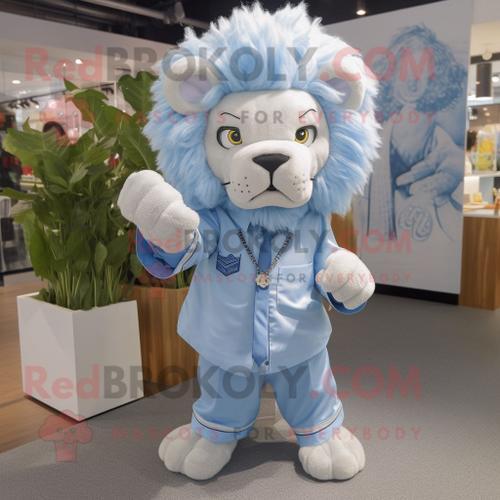 Personnage De Costume De Mascotte Redbrokoly De Lion Bleu Ciel Habi... on Productcaster.