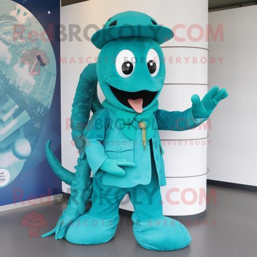 Personnage De Costume De Mascotte Redbrokoly Teal Hydra Habillé D'u... on Productcaster.