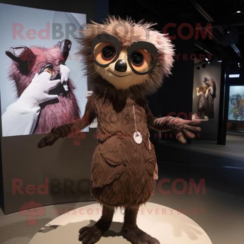 Mascotte Redbrokoly De Personnage Marron Aye-Aye Habillé D'une Mini... on Productcaster.