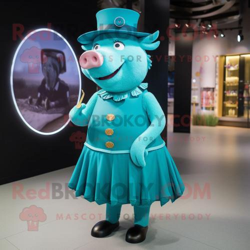 Personnage De Costume De Mascotte Redbrokoly Turquoise Sow Habillé ... on Productcaster.