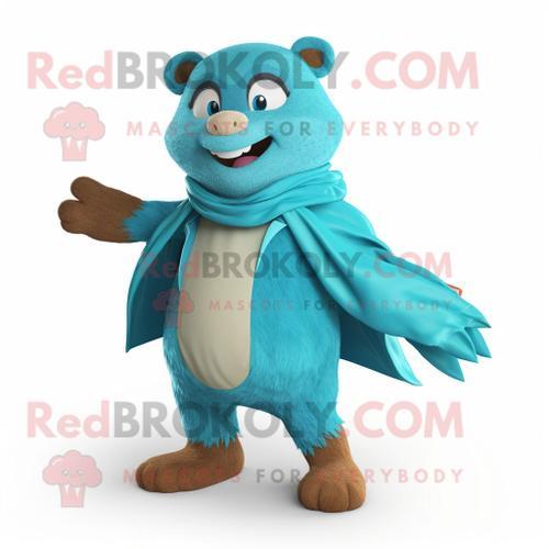 Personnage De Costume De Mascotte Redbrokoly De Castor Turquoise Ha... on Productcaster.