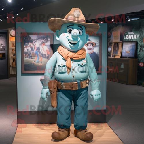 Personnage De Costume De Mascotte Redbrokoly Teal Cowboy Habillé D'... on Productcaster.