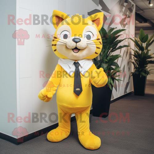 Personnage De Costume De Mascotte Redbrokoly De Chat Jaune Habillé ... on Productcaster.