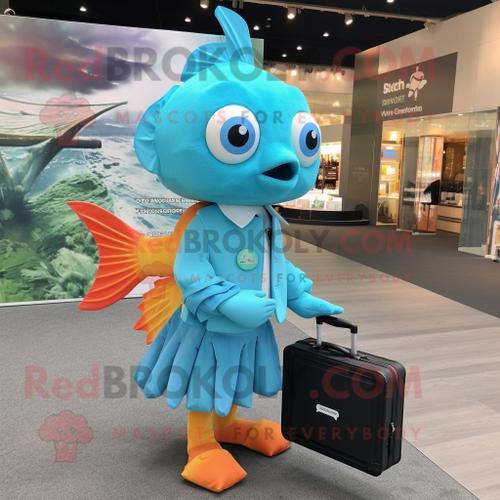 Personnage De Costume De Mascotte Redbrokoly De Poisson Rouge Cyan ... on Productcaster.