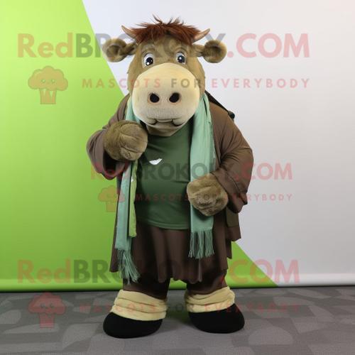 Personnage De Costume De Mascotte Redbrokoly Olive Bison Habillé Av... on Productcaster.