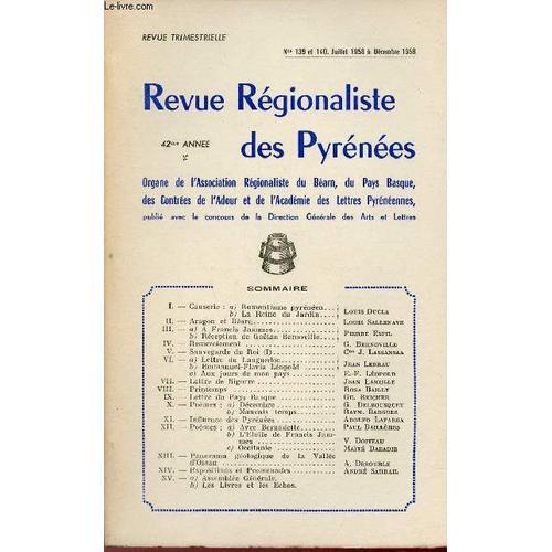 Revue Régionaliste Des Pyrénées N°139 Et 140 Juillet 1958 À Déc.195... on Productcaster.