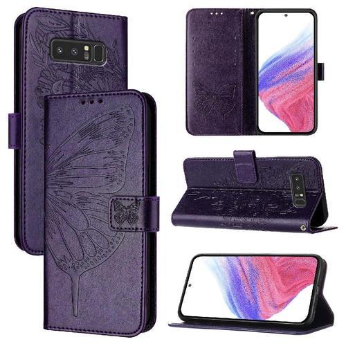 Étui Pour Samsung Galaxy Note 8 Couverture Rabotant Gaufrage Papill... on Productcaster.