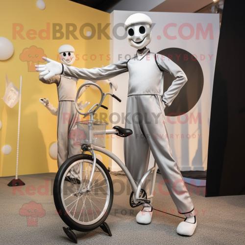 Personnage De Costume De Mascotte Redbrokoly De Monocycliste Argent... on Productcaster.