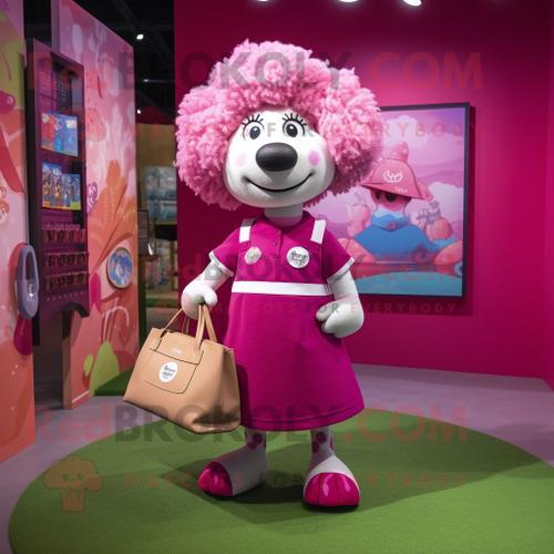 Personnage De Costume De Mascotte Redbrokoly De Mouton Magenta Habi... on Productcaster.