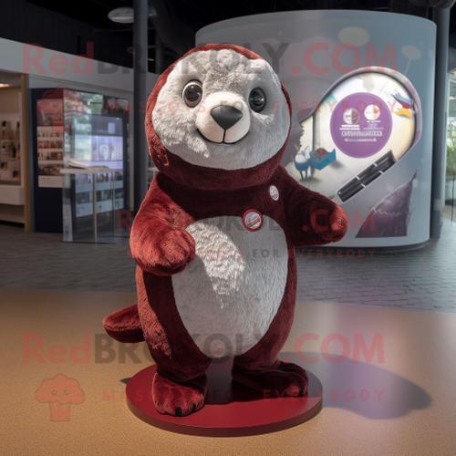 Personnage De Costume De Mascotte Redbrokoly Maroon Seal Habillé Av... on Productcaster.