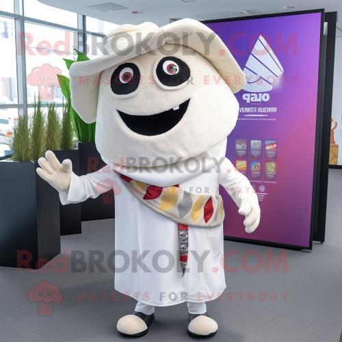 Mascotte Redbrokoly De Personnage De Tacos Blanc Habillé D'un Combi... on Productcaster.