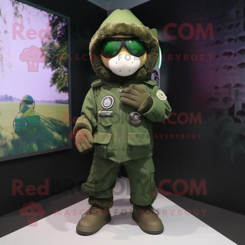 Personnage De Costume De Mascotte Redbrokoly Commando Vert Forêt Ha... on Productcaster.