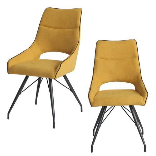 Duo De Chaises Métal/Tissu Jaune - Frasna on Productcaster.