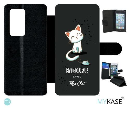 Etui À Rabat Huawei P40 Pro - En Couple Avec Mon Chat Fond Noir 2 -... on Productcaster.