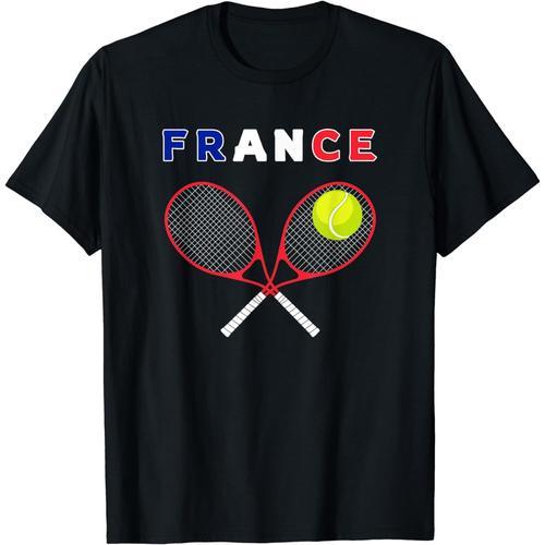 Noir Raquette De Balle De Tennis Drapeau De La France / Joueurs T-S... on Productcaster.