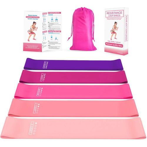 Pink Bande Élastique Fitness, Lot De 5 Bande De Résistance Élastiqu... on Productcaster.