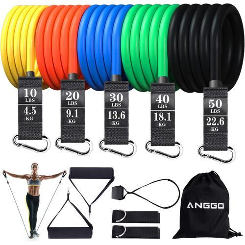 150lbs Bandes De Résistance Set, 5 Elastique Musculation Bands De F... on Productcaster.