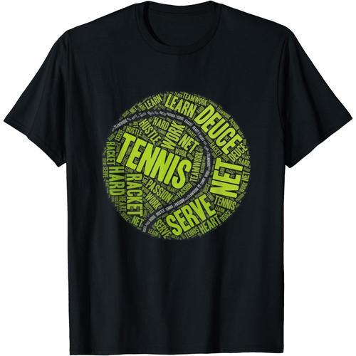 Noir Nuage De Mot De Balle De Tennis, Cadeau Cool Pour Joueur De T-... on Productcaster.