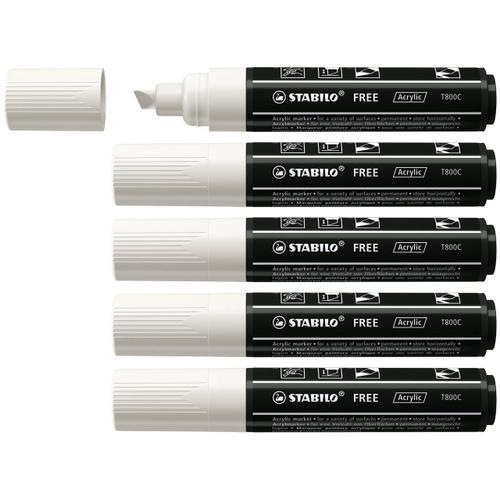 Stabilo Lot De 5 Marqueurs Pointe Large Free Acrylic T800c 4-10mm B... on Productcaster.