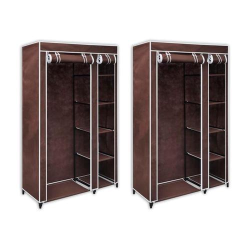 Vidaxl Garde-Robe En Tissu 2 Pcs Marron on Productcaster.