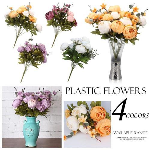 1 Bouquet Vintage Artificielle Pivoine Soie Fleurs Bouquet Pour La ... on Productcaster.