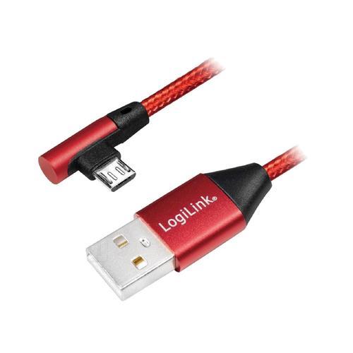 Cable USB 2.0 USB A male USB B micro male angulaire 0.3m - Rouge on Productcaster.