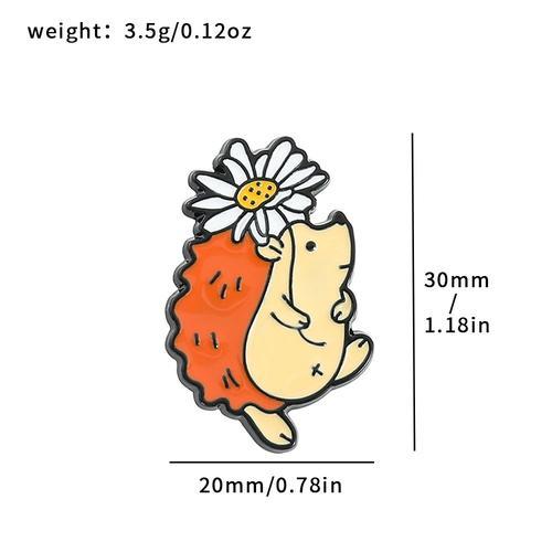 Broche À Revers Motif Hérisson, En Émail, Orange, Mignon, Dessin An... on Productcaster.