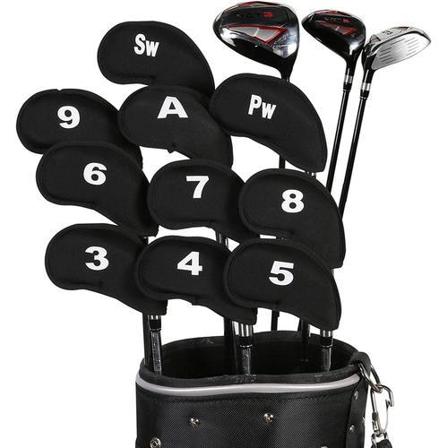 Noir 10 Couvre-Clubs Golf Avec Étiquette Brodée Pour Club Golf - Pr... on Productcaster.