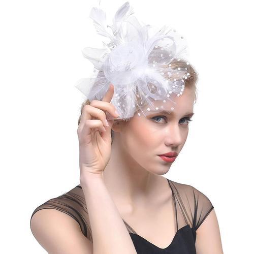 Chapeau à plumes,barrette à cheveux avec voile amovible,bandeau en ... on Productcaster.