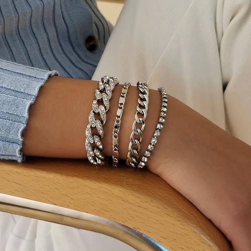 Ensemble De 4 Bracelets De Luxe En Strass Pour Femme Et Homme, Bijo... on Productcaster.