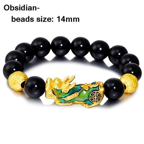 Bracelet Porte-Bonheur Unisexe En Pierre D'obsidienne Pour Homme, B... on Productcaster.